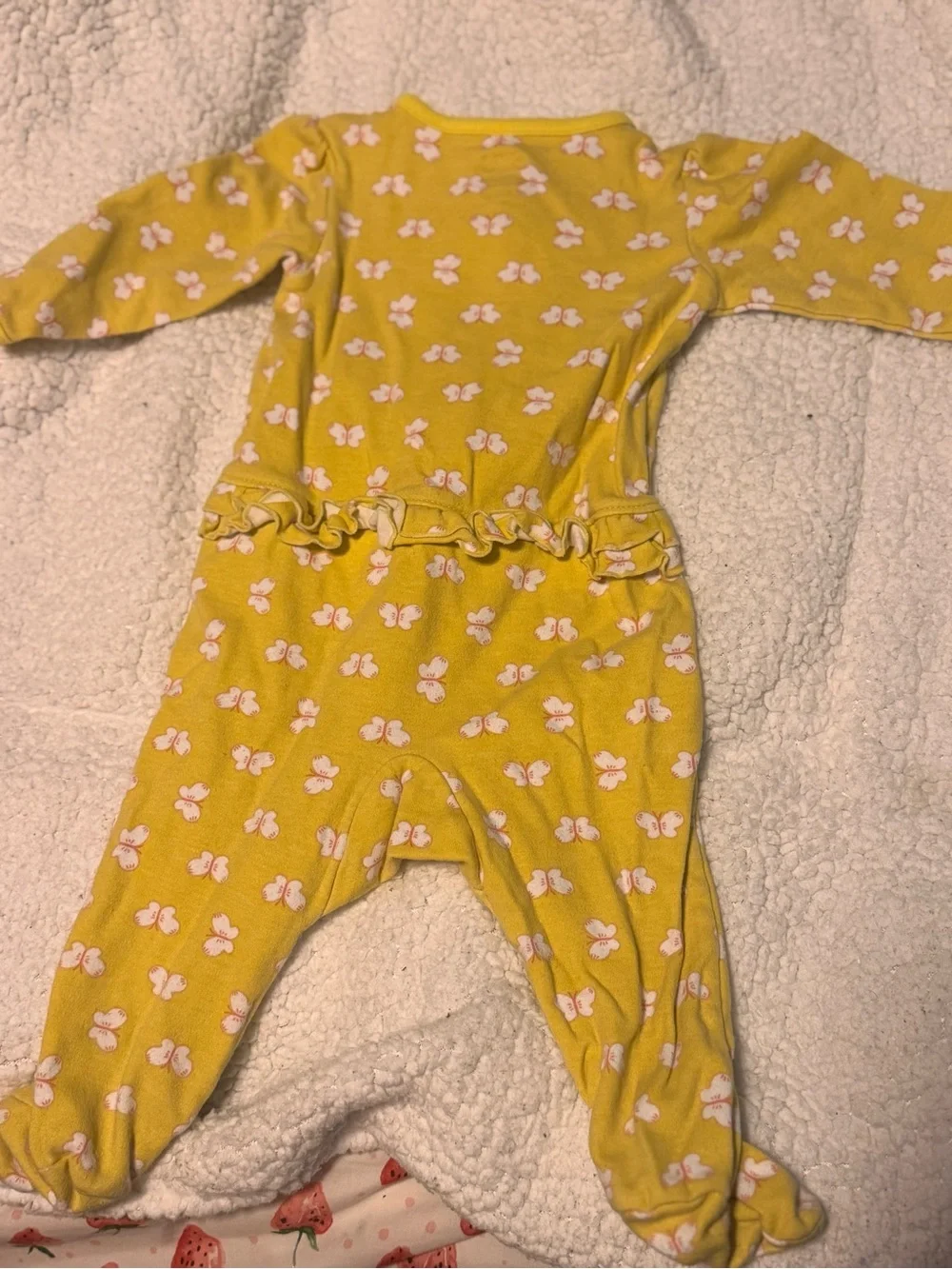 Carter's Yellow Footed One-Piece with Pink Butterfly